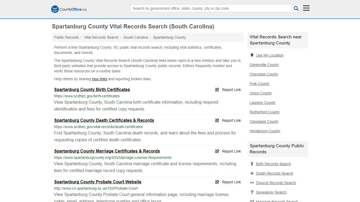 Vital Records Search - Spartanburg County, SC (Birth, Death, Marriage ...